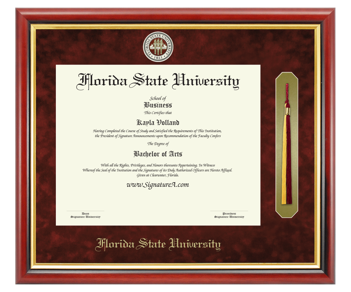 Florida State University Diploma Frames SignatureA