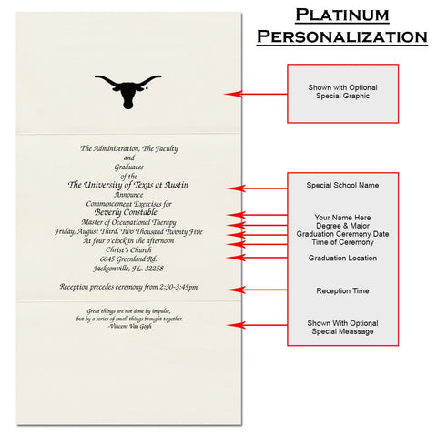 The University of Texas at Austin Graduation Announcement (Platinum Style)