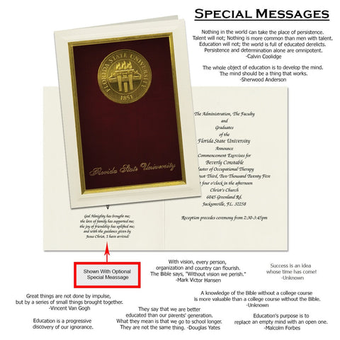 Florida State University Graduation Announcement (Framed Style) Not ready