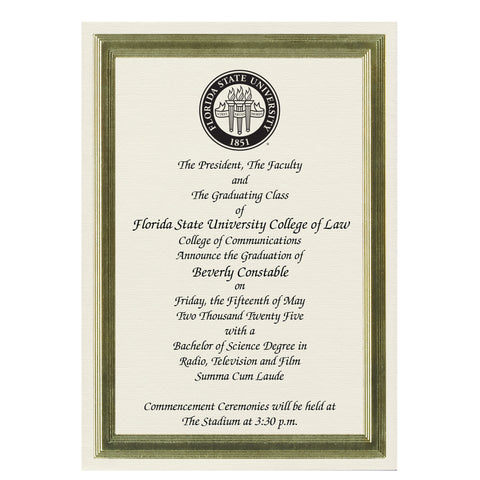 Florida State University College of Law Announcement (Economy Style)